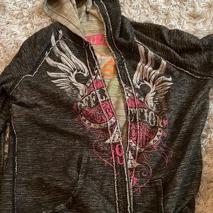Womens Affliction reversible hoodie